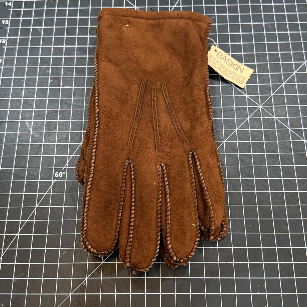 New Vintage Daniel Hays Brown Sueded Lambskin Leather Gloves Wool Lined